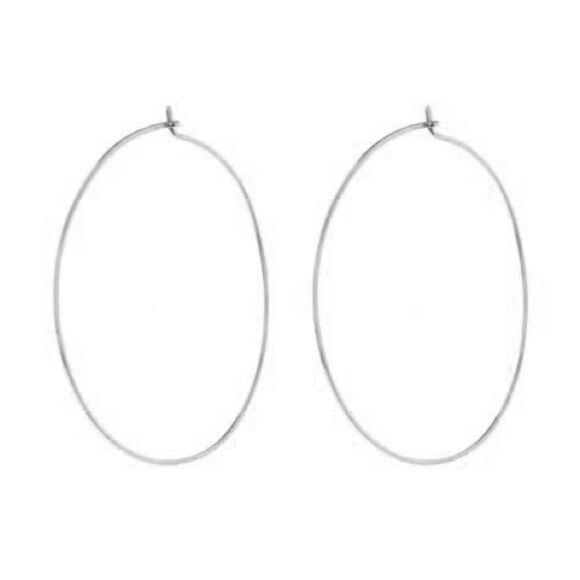 Luv AJ Capri Wire Hoop Earrings (Silver) - Picture 2 of 8